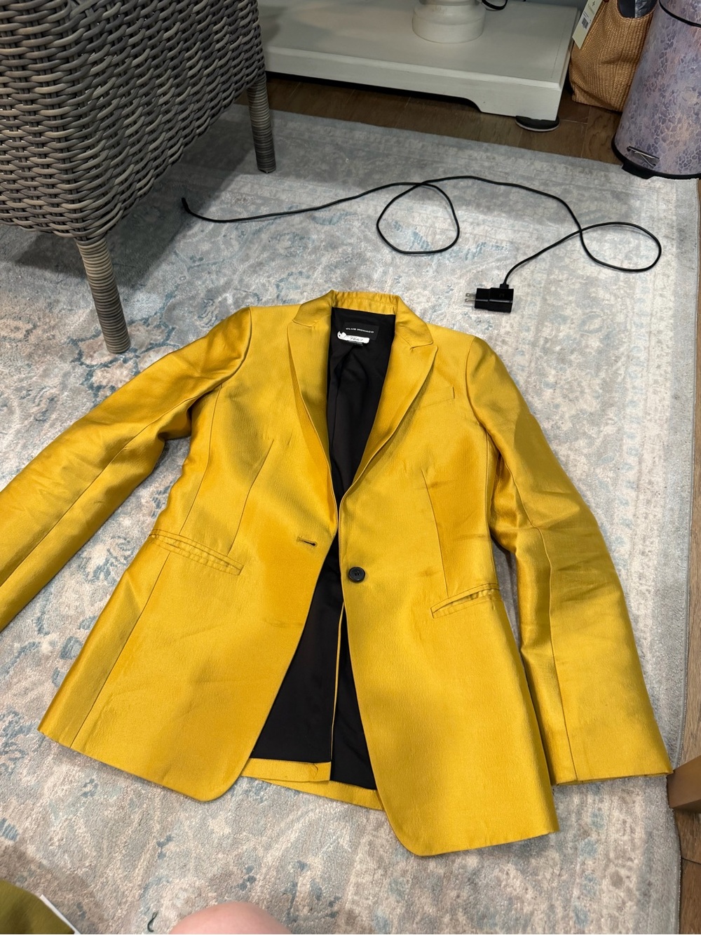 Club Monaco Gold Tailored Satin/Silk  Blazer